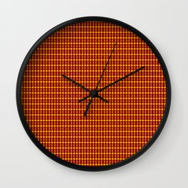 Pattern with small octagons. Maroon and Orange color. Wall Clock