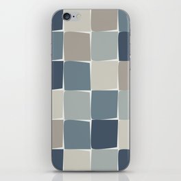 Flux Midcentury Modern Check Grid Pattern in Neutral Blue Gray Tones iPhone Skin