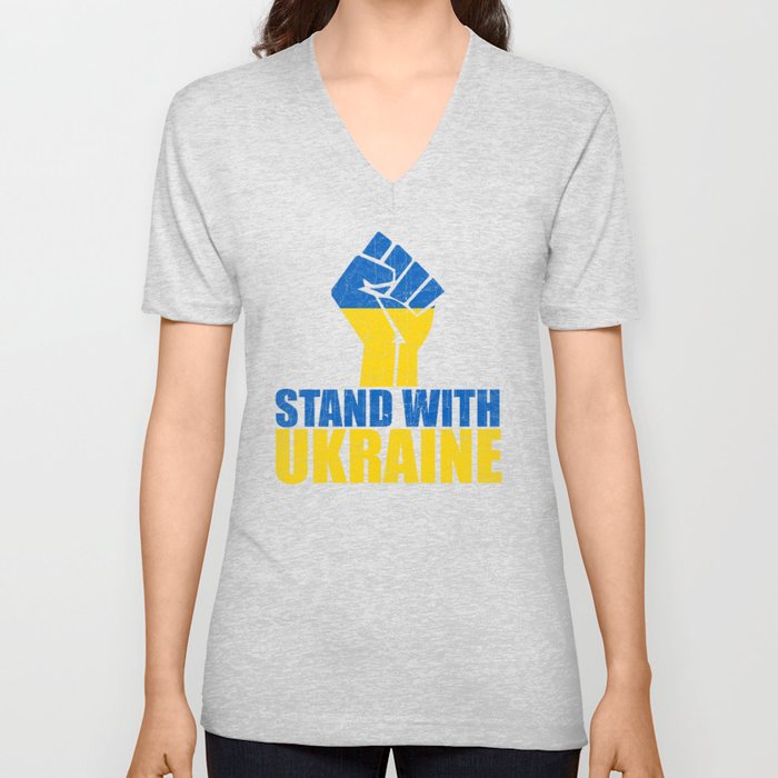 Support Ukraine Stand With Ukraine Ukrainian Flag V Neck T Shirt