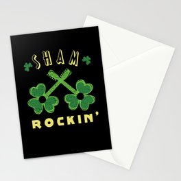 Guitar Sham Rocking Shamrock Saint Patrick's Day Stationery Card