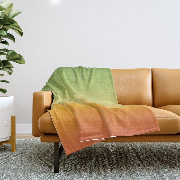 Tropical Summer Gradient of Orange, Lemon and Lime Ombre Throw Blanket