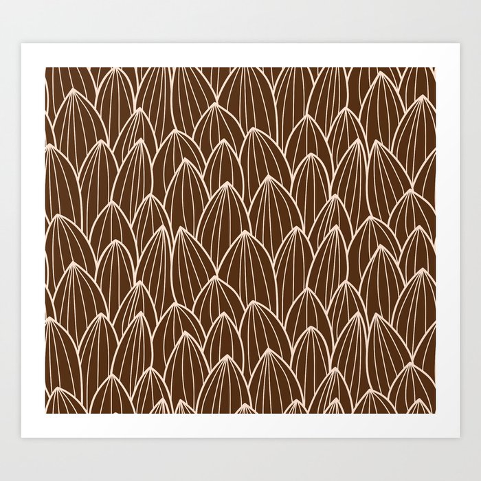 Cactus grid brown Art Print
