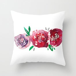Three Red Christchurch Roses Throw Pillow
