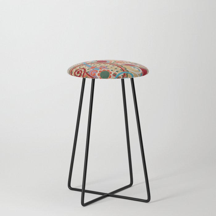 Colorful Paisley Ornament  Counter Stool