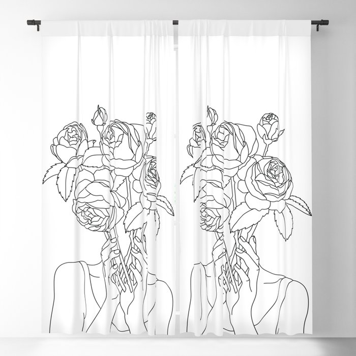 Roses Head Woman Blackout Curtain