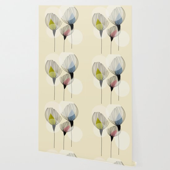 Retro Minimal Flowers Wallpaper By Mirimo Society6