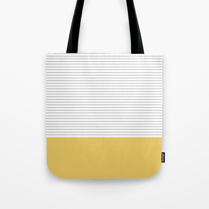 Minimal Gray Stripes - yellow Tote Bag