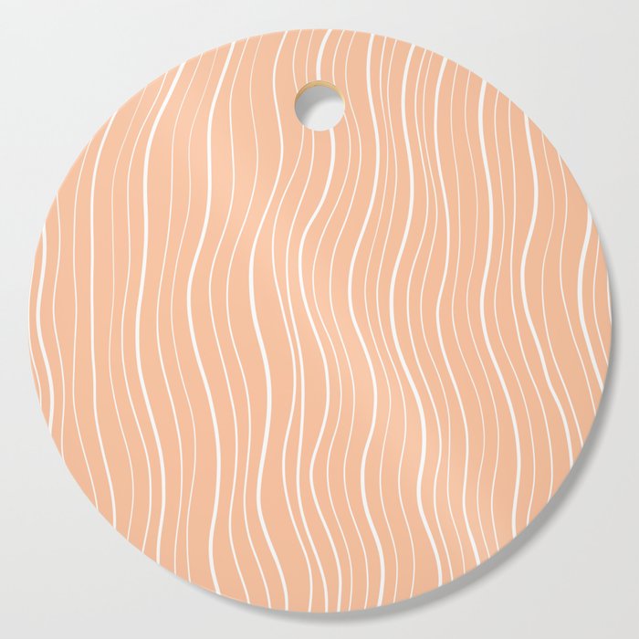 White Wave Lines on Light Salmon Background Cutting Board