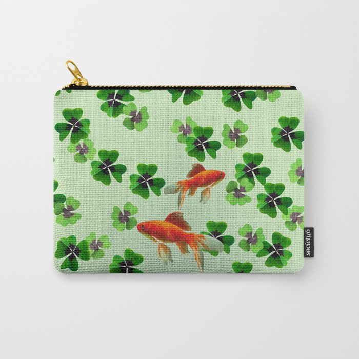 St. Patrick's Day Design -- Two goldfishes -- Fantasy Clover Carry-All Pouch