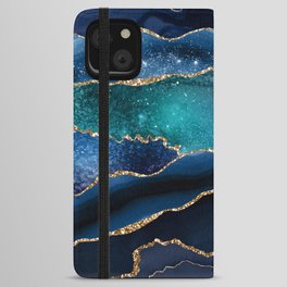 Blue Night Galaxy Marble iPhone Wallet Case