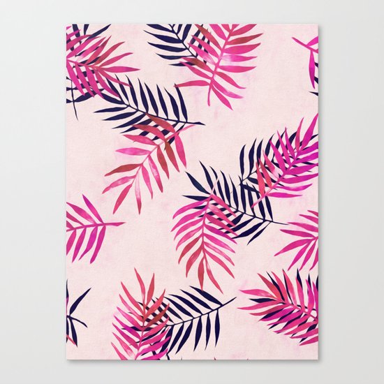 Pink Palm Pattern Canvas Print