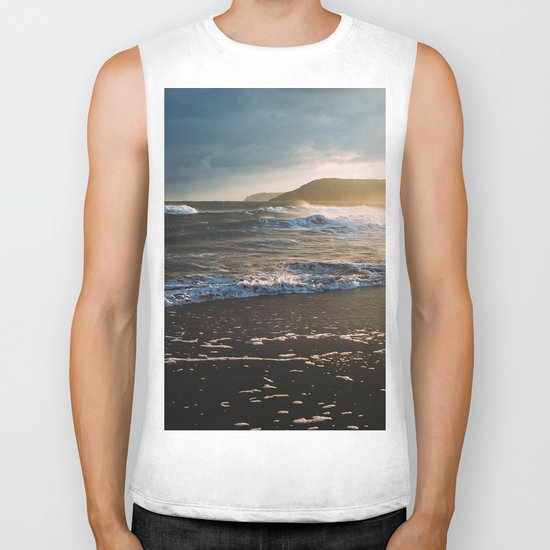 Misty Ocean #sunset Biker Tank