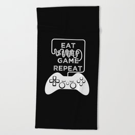 Eat Sleep Game Repeat Beach Towel