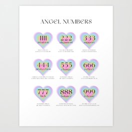 Rainbow Angel Numbers Art Print
