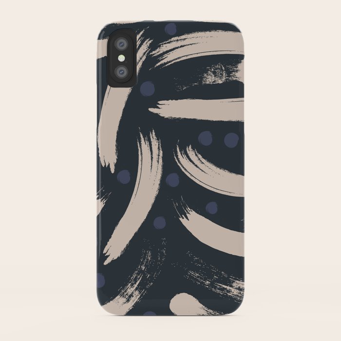 Paint Strokes Pattern Navy Blueberry And Light Sand Colours Iphone Case