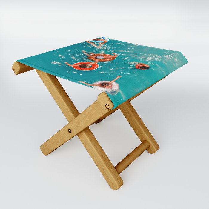 People Swimming, Aerial Sea, Aerial Ocean, Aerial Print, People Summer Hot Day At Seaside Folding Stool