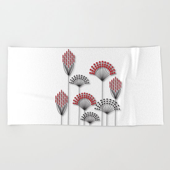 Square Flowers Beach Towel