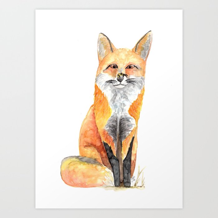 FOX AND BEE Art Print