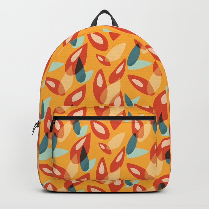 Orange Blue Yellow Abstract Autumn Leaves Pattern Backpack by Boriana ...