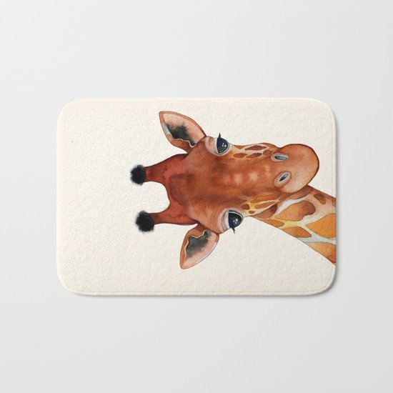 Giraffe Watercolor Bath Mat