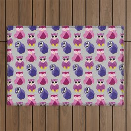 Purple and Pink Owls Outdoor Rug