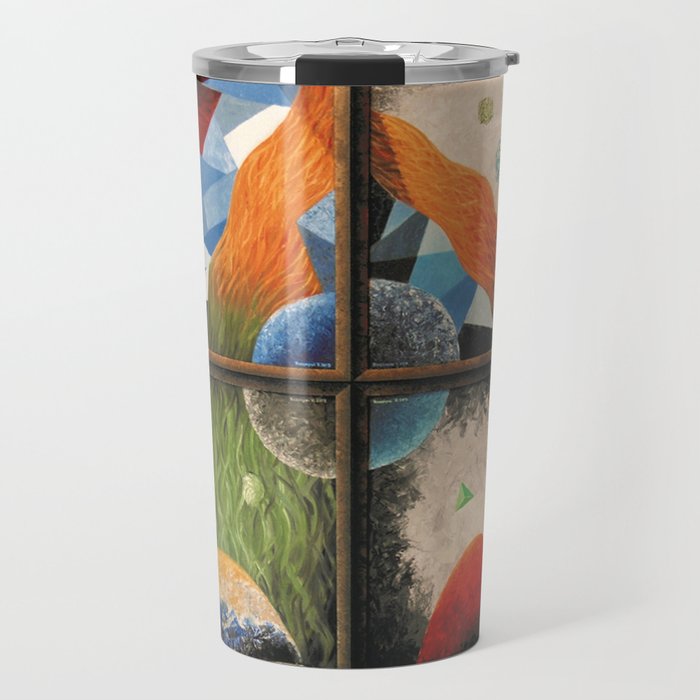 Hops and Jazz earth tones with stones musical nature landscape painting by Valentin Rozsnyai Travel Mug