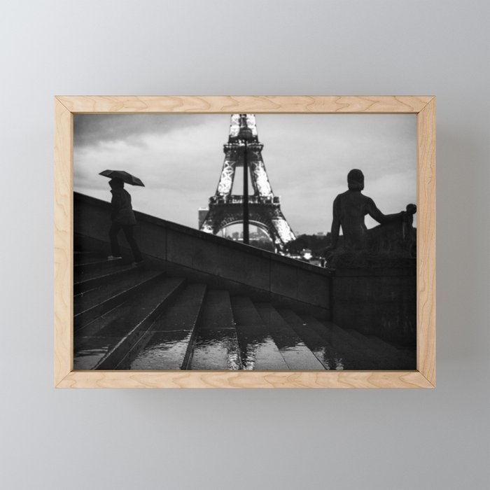 Eiffel Tower And Rainy Paris Black And White Photography Framed