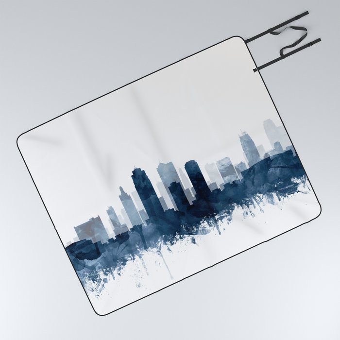 Louisville Skyline Blue Watercolor by Zouzounio Art Throw Blanket for Sale  by zouzounioart
