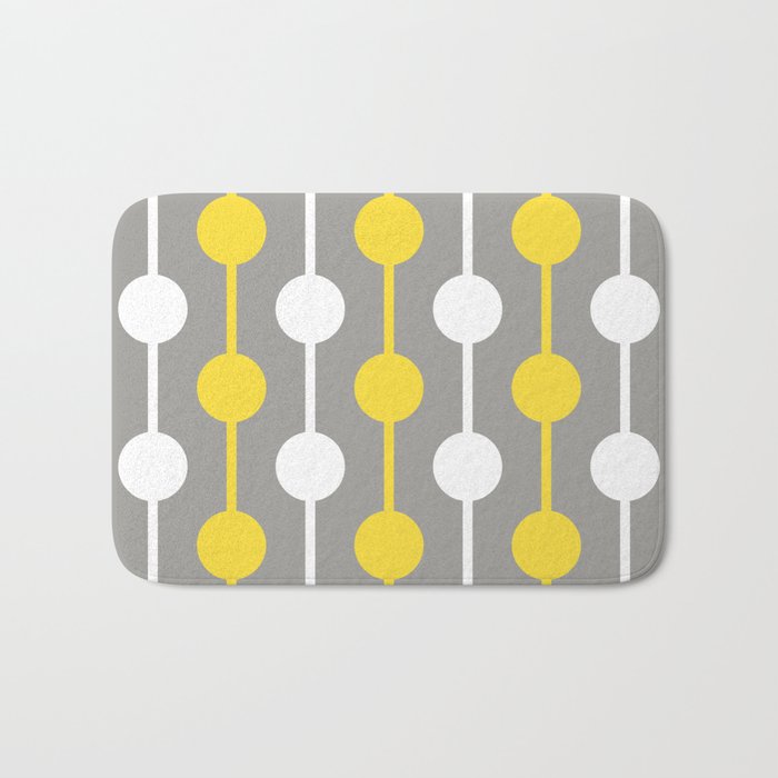Geometric Droplets Pattern Illuminating Yellow & White on Ultimate Gray Bath Mat