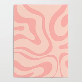 Soft Blush Pink Liquid Swirl Modern Abstract Pattern Poster