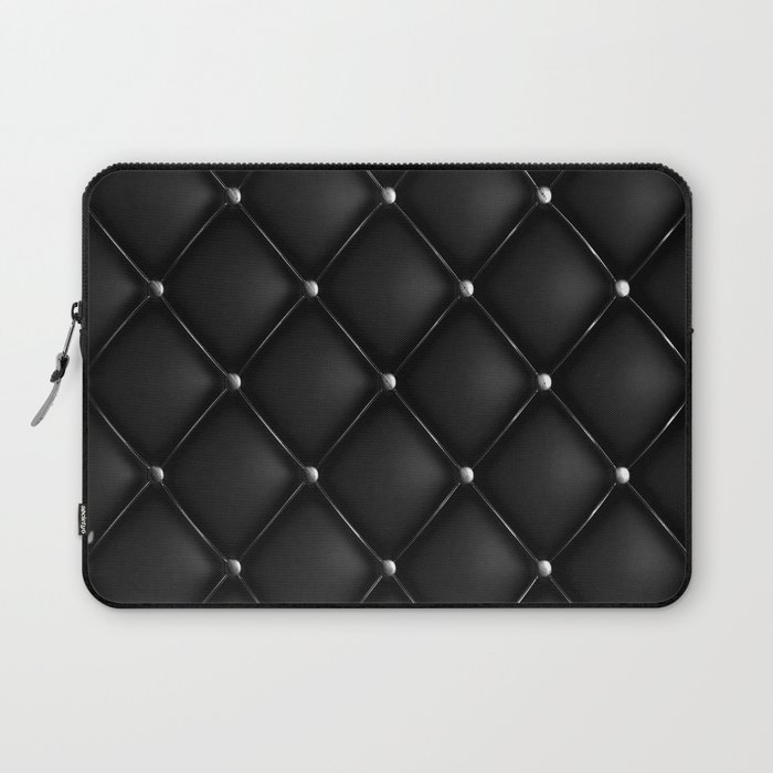 Black Quilted Leather Laptop Sleeve