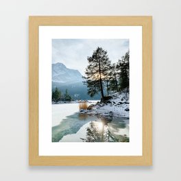 frozen lake reflection Framed Art Print