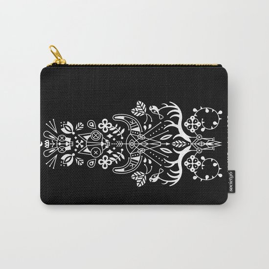 La Vie + La Mort: White Ink Carry-All Pouch