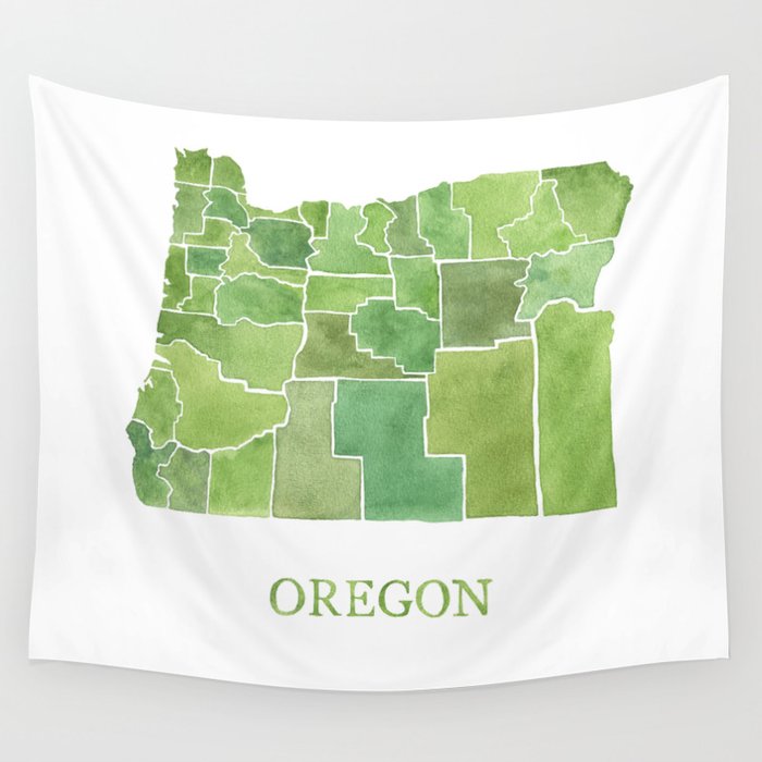 Oregon Counties watercolor map Wall Tapestry by Anne E. McGraw  Society6