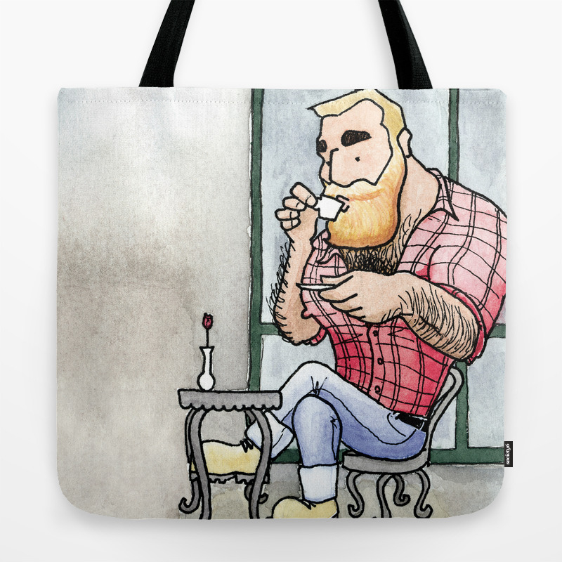 Beefy Lumberjack Enjoys An Espresso Tote Bag