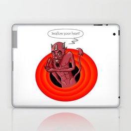 Funny & crazy demon saying "swallow your heart" Laptop Skin