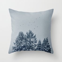 Snowy tree tops Throw Pillow