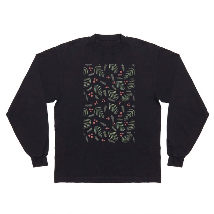 Christmas tree branches and berries - vintage Long Sleeve T Shirt