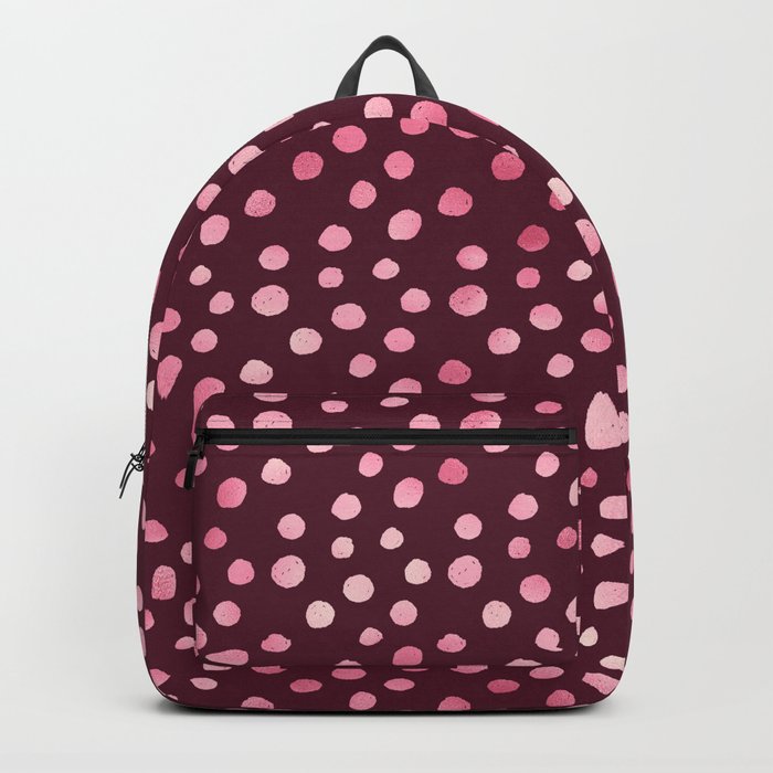 Pink Burgundy Spots Pattern Backpack