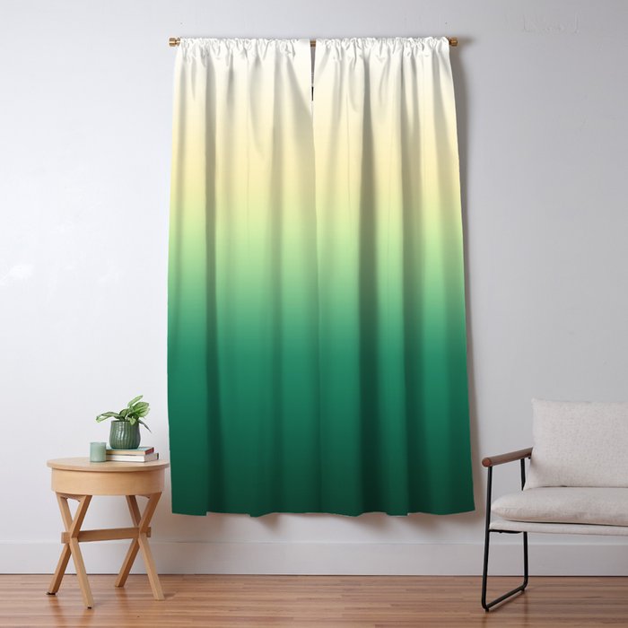 White Yellow Green Turquoise Gradient Ombre Blackout Curtain