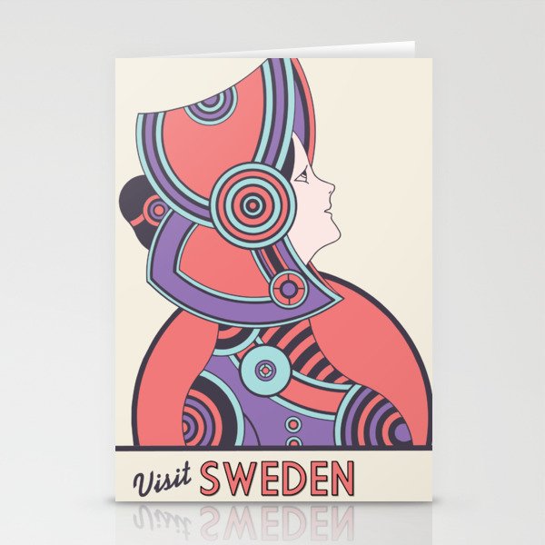 Retro vintage Sweden travel Stationery Cards