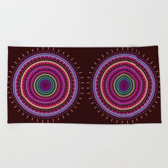 Colorful patterns and textured mandala Beach Towel