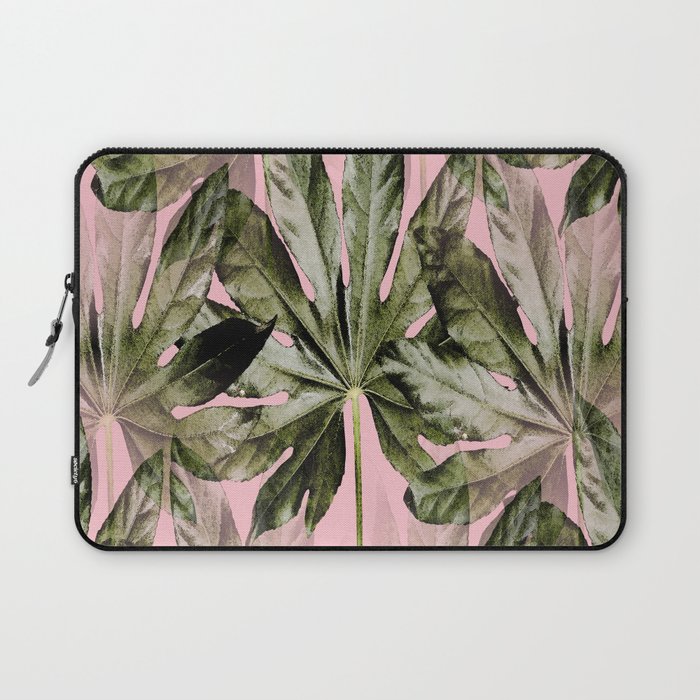 Large green leaves on a pink background - beautiful colors #decor #society6 #buyart Laptop Sleeve