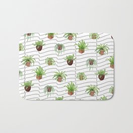 Plant Lady Bath Mat | Watercolor, Houseplant, Graphicdesign, Robayre, Stripes, Black And White, Plants, Maidenhairfern, Jade, Buttonfern 