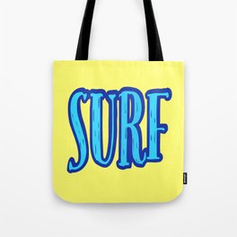 Blue and Yellow Surf Typography  Tote Bag