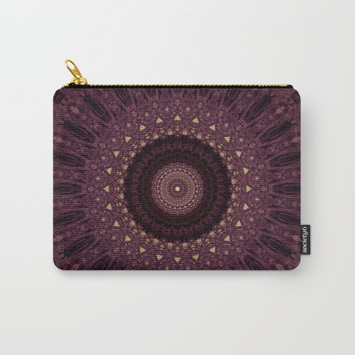 Mandala in dark purple and golden colors Carry-All Pouch