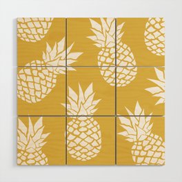 Tropical, Pineapples, Navy Blue ad White Wood Wall Art
