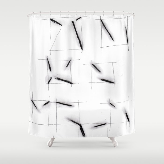 quadrats with diagonal lines Shower Curtain