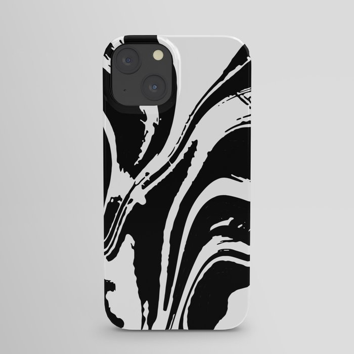 Abstract Swirl Marble (black/white) iPhone Case