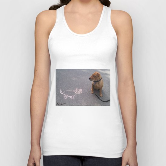 "Cat Skeptical" from the photo series"My dog, PLaY-DoH" Unisex Tank Top